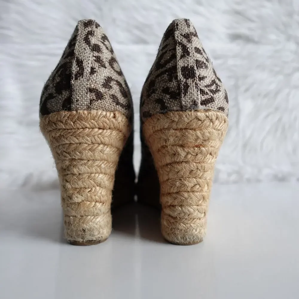 J. Crew Leopard Seville Espadrille Closed Toe Sandal Wedges 8 Spring Summer